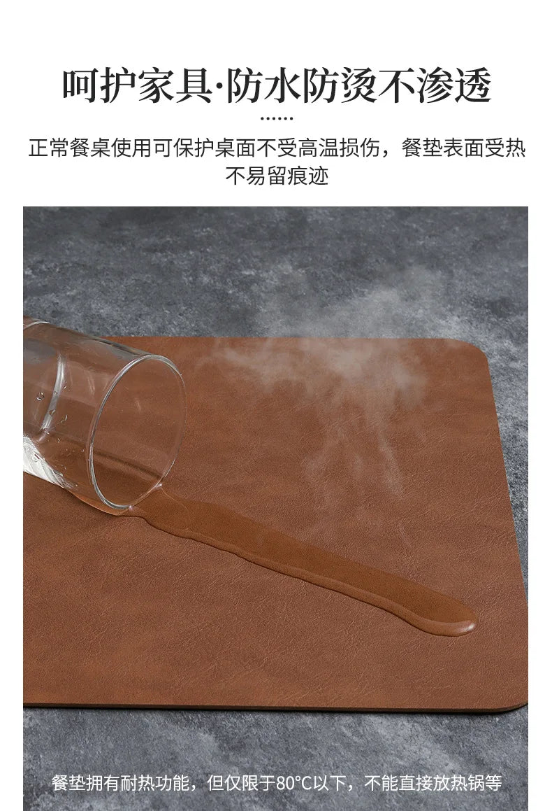 Luxury Placemat Leather Waterproof Double Layer Cowhide  Western Food Mat Hotel Insulation Mat Placemats for Dinning Table The Home Essentials