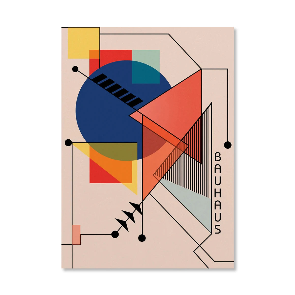 Abstract Orange Bauhaus Geometric Poster Pop Art Sunrise & Bicycle Wall Art Prints for Modern Living Room Dormitory Home Decor The Home Essentials