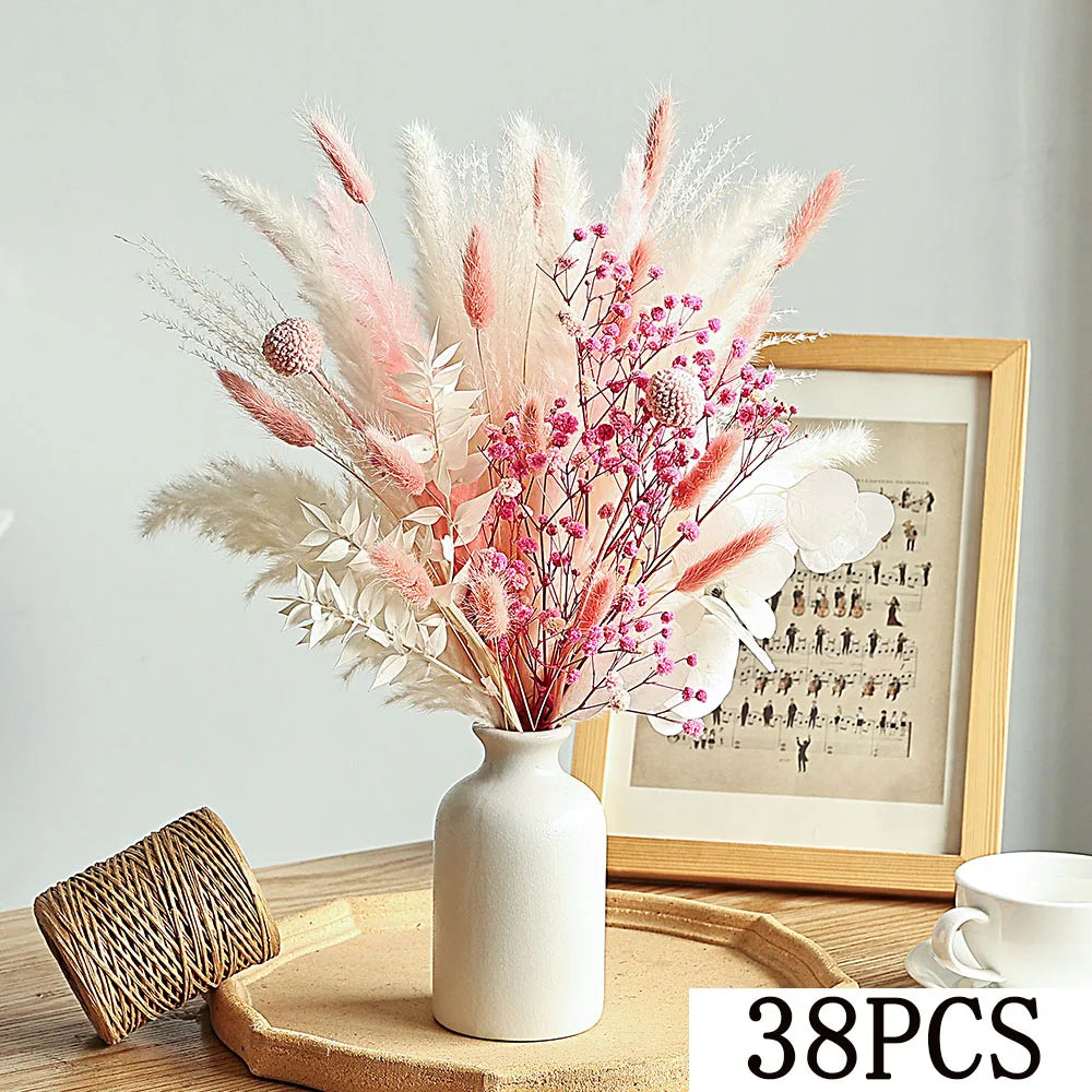 Pink White Dried Flowers Mariage Bouquet Centerpieces for Weddings Natural Pampas Grass Real Gypsophile Nordic Boho Home Decor The Home Essentials
