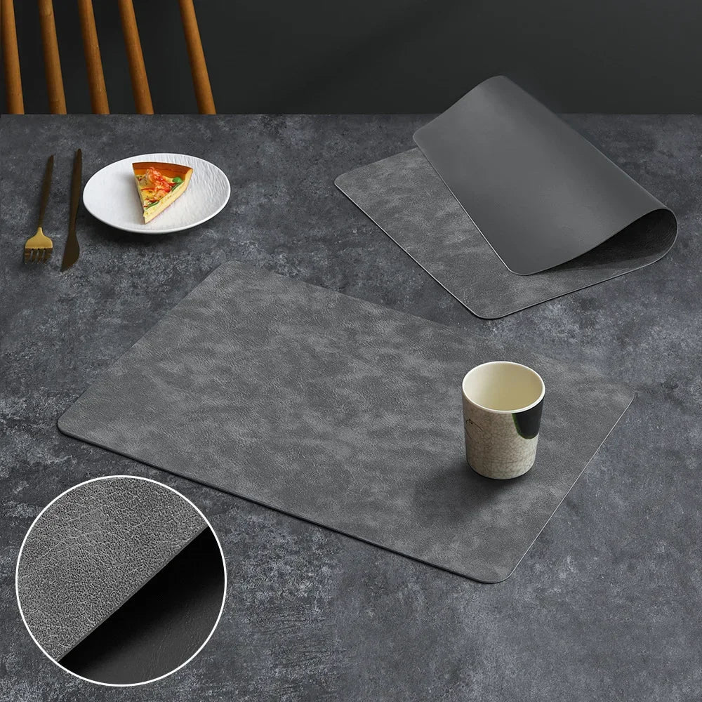 Luxury Placemat Leather Waterproof Double Layer Cowhide  Western Food Mat Hotel Insulation Mat Placemats for Dinning Table The Home Essentials