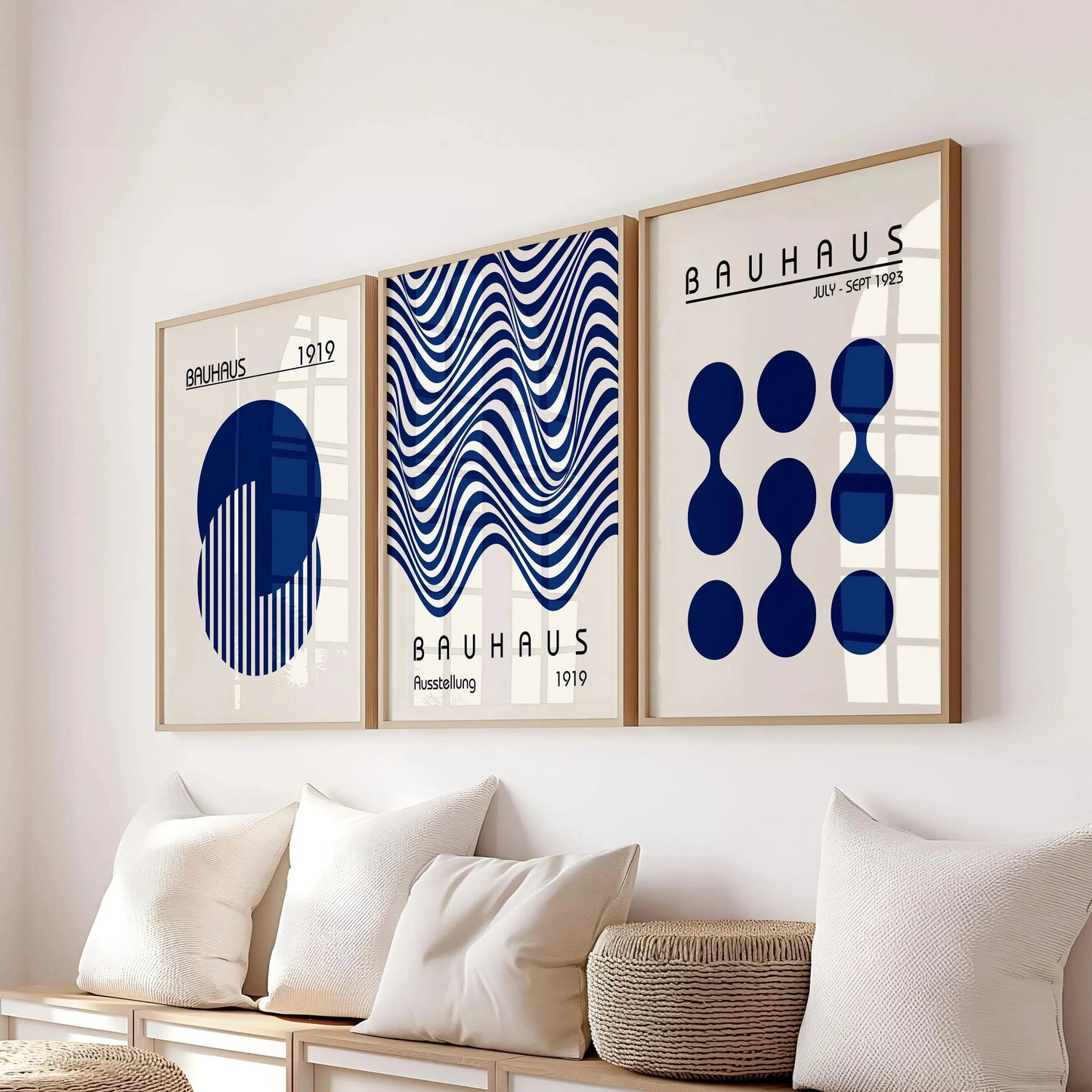 Blue & Yellow Wavy Line Abstract Art Canvas Poster Mid Century Geometric Wall Art Poster for Modern Living Room Home Decor The Home Essentials