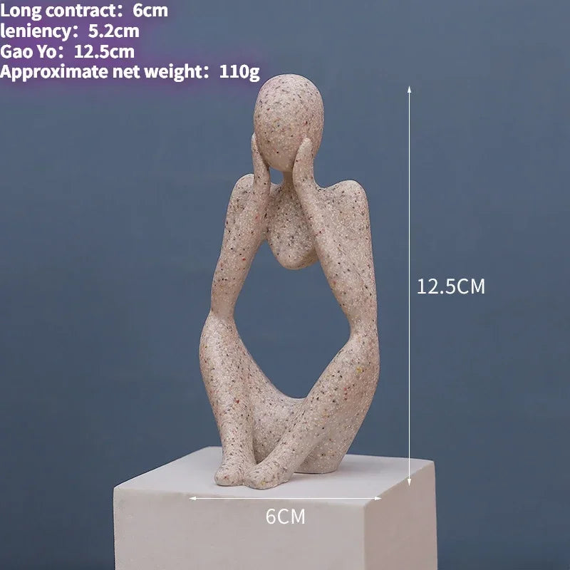 Sand Color The Thinker Abstract Statues Sculptures Yoga Figurine Nordic Living Room Home Decor Decoration Maison Desk Ornaments The Home Essentials