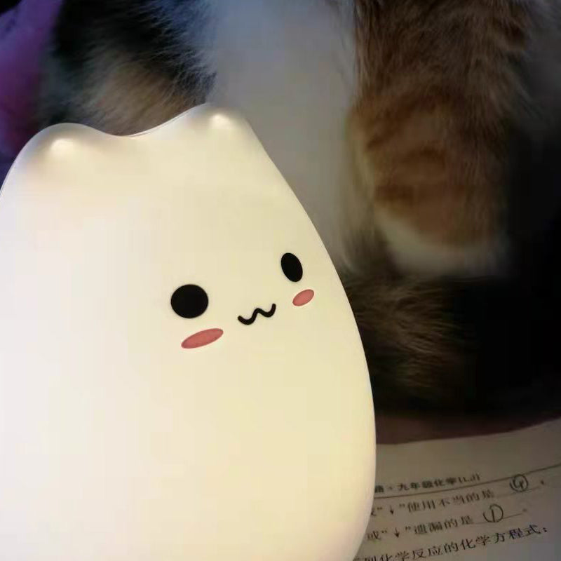 Mini Popular Cat Baby Night Lamp 7-color Pat Touch Color-changing Eye Protection Bedroom Bedside Night Light Gift Children The Home Essentials
