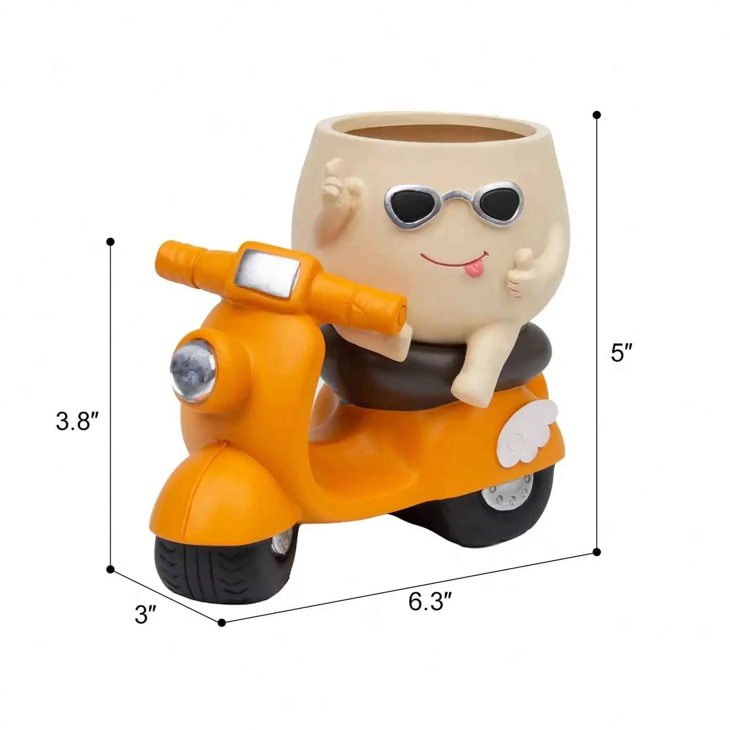 Cute Motorcycle Cartoon Planter, Creative Decorative Pot for Succulents Herbs Small Plants, Indoor Outdoor Home Decoration